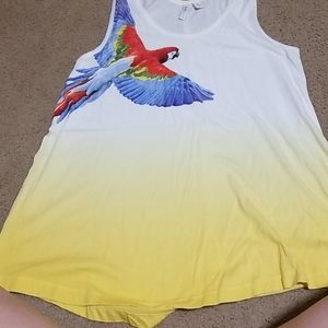 white ombre to yellow w/ parrot tank
